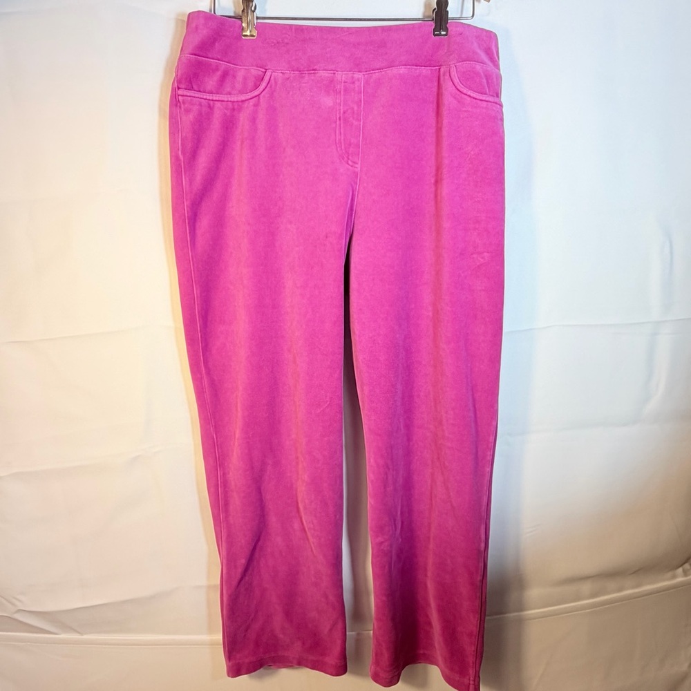 D&D Lifestyle Velour Lounge Pants Women’s PEtite Large Hot Pink Faux Pockets
